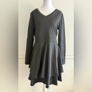 Elegant Black Long Sleeve Layered Ruffle Dress
